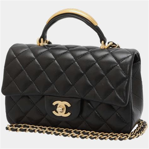 chanel lambskin shoulder bags|Chanel mini flap bag with top handle.